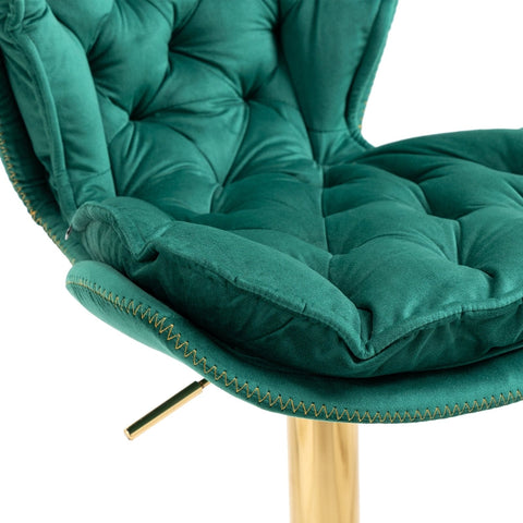 Rootz Swivel Bar Stools - Height Adjustable Chairs - Velvet Bar Seats - Ergonomic Design - 55x46x92-112cm