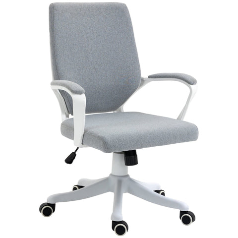 Rootz Vinsetto Office Chair - Ergonomic Desk Chair - Adjustable Office Seat - Height Adjustable - Breathable Fabric - Rocker Function - 62W x 69D x 92-100H cm - Gray + White