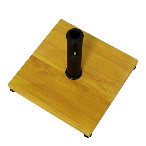 Rootz Umbrella stand - Parasol Base - 25kg - Wood Effect - Concrete Fill - Weatherproof - Metal - Yellow - 45L x 45W x 33.5H cm