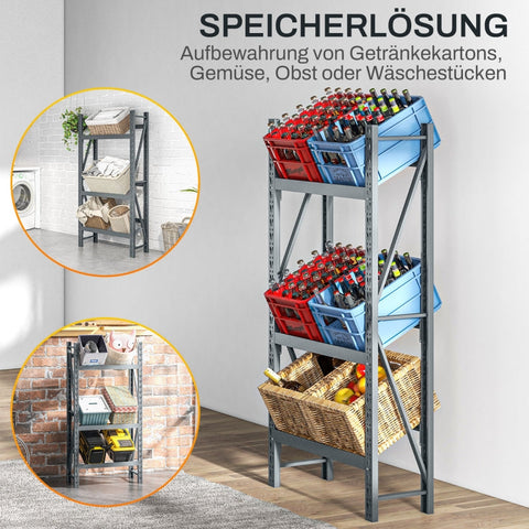 Rootz Drinks Crate Rack - Beer Crate Organizer - Beverage Storage Stand - Space-Saving - Adjustable Shelves - Sturdy Steel - 80cm x 30cm x 160cm