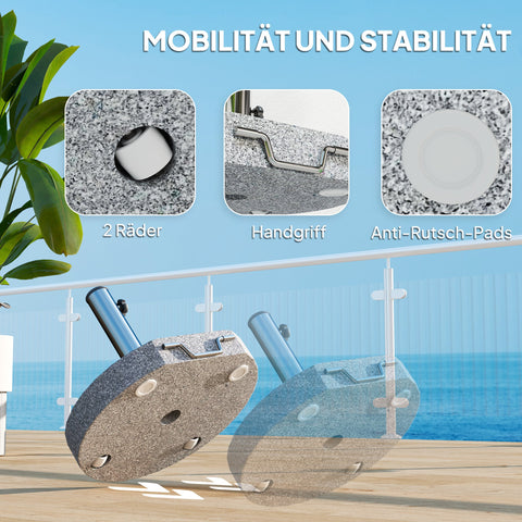 Rootz Granite Parasol Stand - Umbrella Holder - Weighted Base - Weatherproof - Ø44.5x37.5cm Granite