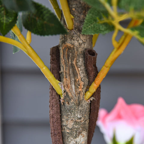 Rootz Artificial Plant Cement Pot - Art Tree - Faux Rose Plant - Low Maintenance - Ø18 x 90H cm