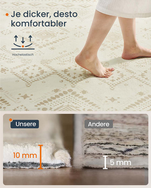 Rootz Boho Carpet - Fluffy Rug - Sandbar Mat - Plush Comfort - 120cm x 170cm