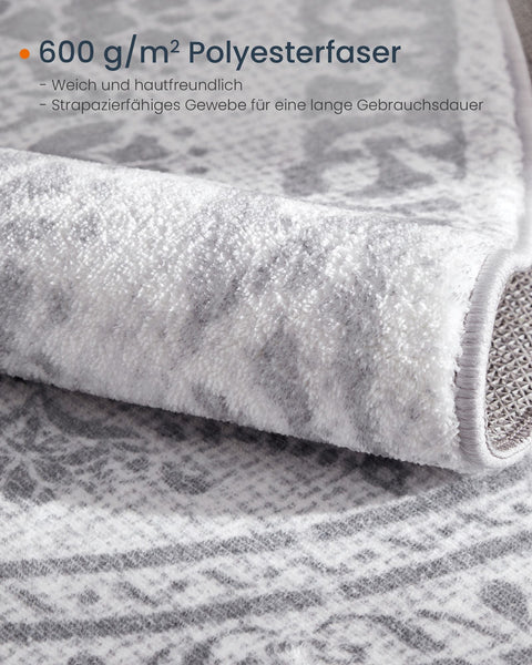 Rootz Round Carpet - Boho Style Rug - Dove Gray - Polyester - Felt - TPR - 120 cm Diameter - Lightweight - 1.6kg