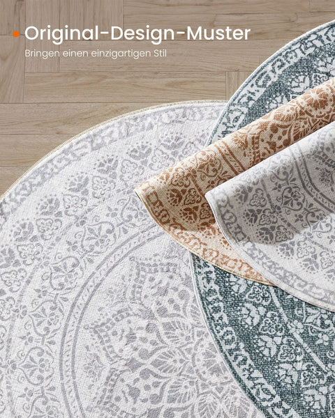 Rootz Round Carpet - Boho Style Rug - Dove Gray - Polyester - Felt - TPR - 120 cm Diameter - Lightweight - 1.6kg