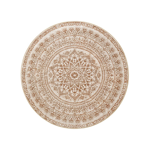 Rootz Round Boho Style Carpet - Cappuccino Beige - Polyester Felt TPR - Lightweight - 120cm Diameter - 1.6kg - Indoor Outdoor Rug