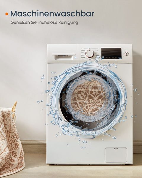 Rootz Round Boho Style Carpet - Cappuccino Beige - Polyester Felt TPR - Lightweight - 120cm Diameter - 1.6kg - Indoor Outdoor Rug