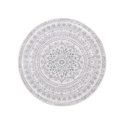 Rootz Dove Gray Boho Style Round Carpet - Circular Rug - Area Rug - Polyester/Felt/TPR - 160cm Diameter - Lightweight 2.8kg