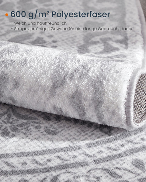 Rootz Dove Gray Boho Style Round Carpet - Circular Rug - Area Rug - Polyester/Felt/TPR - 160cm Diameter - Lightweight 2.8kg