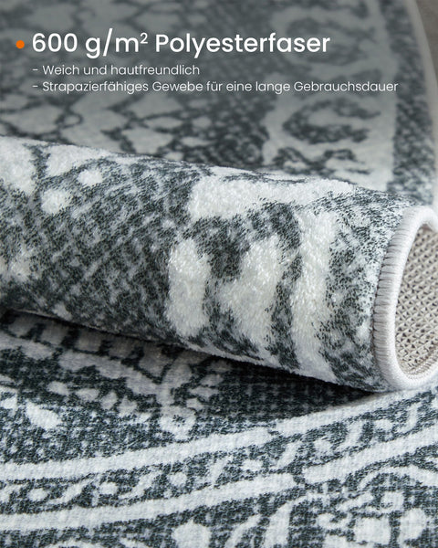 Rootz Round Carpet - Boho Rug - Anthracite Gray - Polyester Felt TPR - 160cm Diameter - Lightweight - 2.8kg