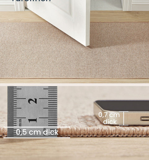 Rootz Area Rug 80 x 200cm - Camel Brown Carpet - Jute Look - Durable Material - 580 g/m2 Polyester - 200 g/m2 Felt - 650 g/m2 TPR