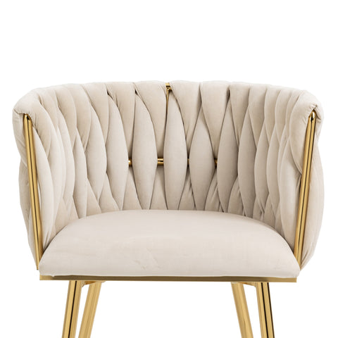 Rootz Set of 2 Velvet Dining Chairs - Upholstered Seating - Ivory White Chairs - Comfort Thick Padding - 54cm x 52cm x 72cm