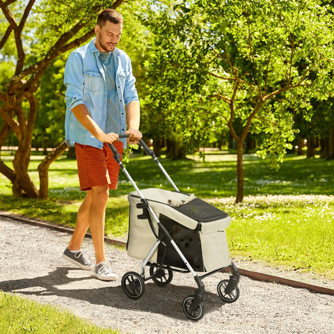 Rootz Dog Car - Pet Transport - Foldable Buggy - Lightweight Design - Washable Pillow - 80L x 48.5B x 106H cm