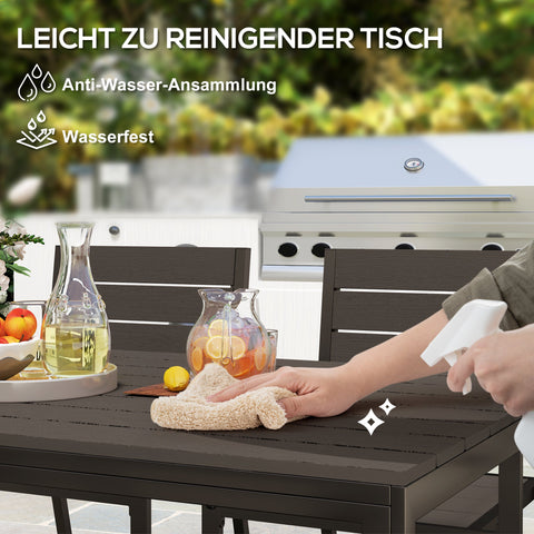 Rootz 7-Part Dining Set - Eating Group - Outdoor Furniture - Comfort Seating - Brown - Table 160cm x 80cm x 74cm