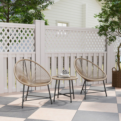 Rootz 3-Part Garden Furniture Set - Outdoor Seating - Balcony Chairs - Durable Steel Frame - 72x68x81cm & Table Ø45x46cm
