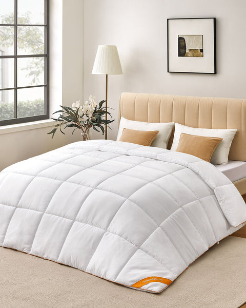 Rootz Cloud White Duvet - Comforter - Hypoallergenic - 240cm x 220cm - 8 Loops - Microfiber - 7D Polyester - Lightweight - 3.1kg