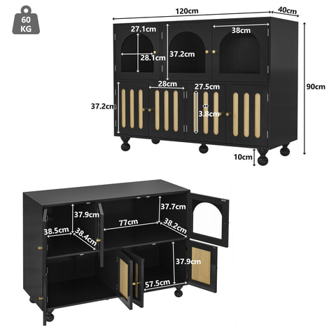 Rootz Modern Sideboard - Storage Cabinet - Stylish Buffet - Durable MDF - 120cm x 40cm x 90cm
