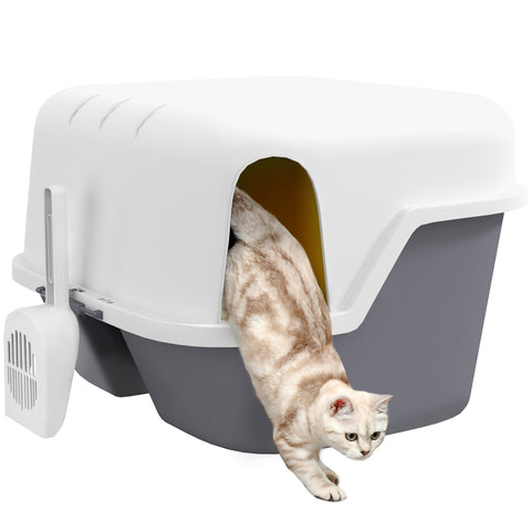 Rootz Cat Litter Box with Lid - Lockable & Easy to Clean - Covered - 50cm x 50cm x 39cm