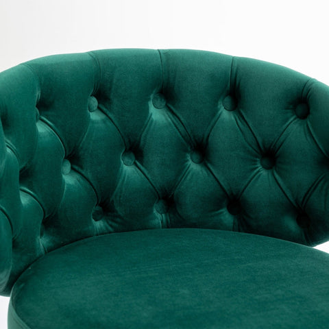 Rootz Velvet Bar Stools - Retro Design - Modern Details - 360° Rotation - Emerald Color - 53cm x 50.5cm x 93cm