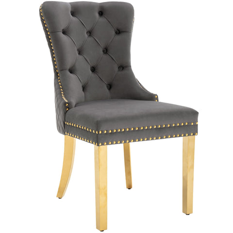 Rootz 4 Piece Set Dining Chairs - Upholstered Chairs - Nail Head Trim Chairs - Luxurious Comfort - 51cm x 65.5cm x 95cm