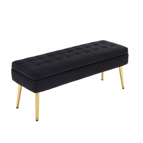 Rootz Modern Storage Bench - Upholstered Velvet Seat - Minimalist Furniture - Ample Storage Space - 111cm x 35cm x 44.5cm