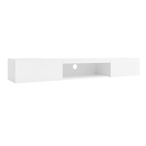 Rootz High-Gloss Wall Cabinet - TV Console - Entertainment Unit - LED Lighting & Bluetooth - 160 x 31 x 22cm