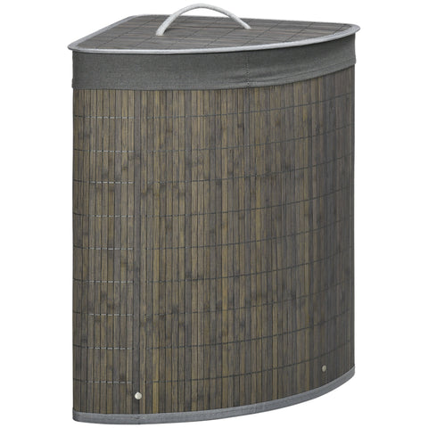 Rootz 55L Laundry Basket - Laundry Sorter - Clothes Hampers - Removable Bag - 38x38x57cm - Bamboo Frame, Grey