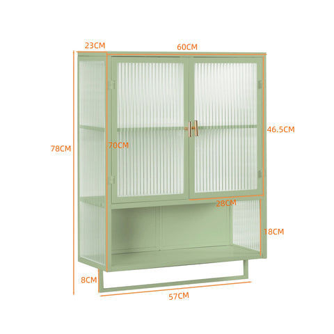 Rootz Modern Wall Cabinet - Glass Display - 2-Door Storage - Space-Saving Design - 60x23x78cm