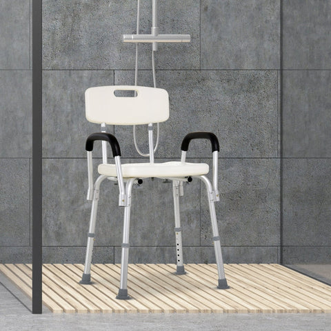 Rootz Shower Chair - Bath Stool - Shower Seat - Comfortable and Safe Sitting - Hygienic and Easy to Clean - Height Adjustable - 46.5cm x 54.2cm x 72.5-85cm