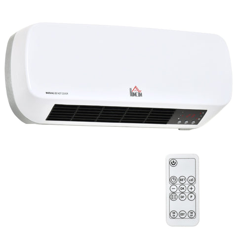 Rootz Wall Fan Heater - Ceramic PTC Heater - Space Heater - Energy Efficient Heating - 45cm x 18.6cm x 11.5cm - Remote Control Included