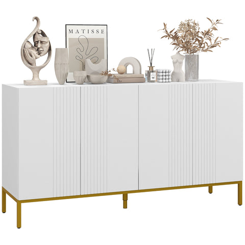 Rootz Buffet Contemporary Cabinet - Storage Furniture - Dining Room Sideboard - Height-Adjustable Shelves - 140cm x 40cm x 75cm