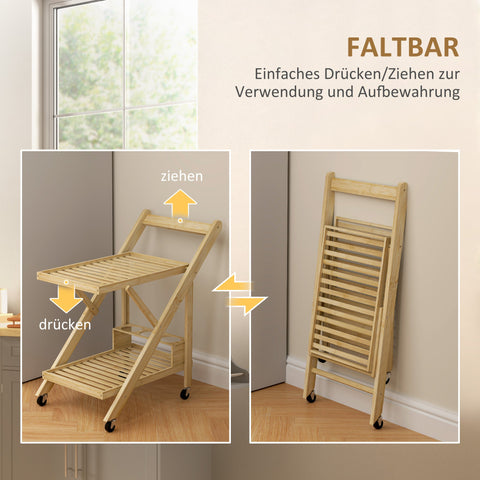 Rootz Kitchen Cart on Wheels - Serving Trolley - Rolling Bar Cart - Space-Saving Design - 66cm x 40cm x 70cm