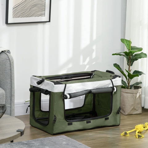 Rootz Foldable Hundbuggy - Dog Car - Pet Stroller - Comfortable Travel - 81cm x 58cm x 97.5cm -Green, White