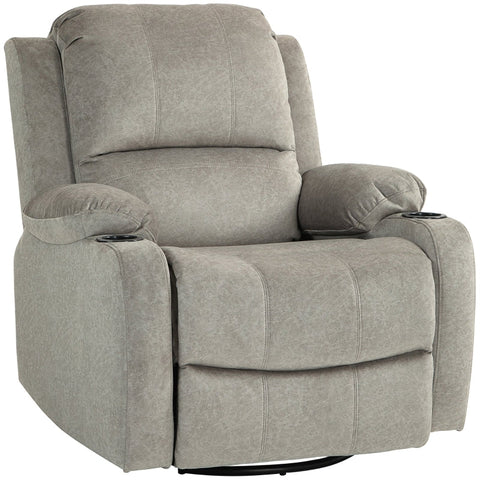 Rootz Relaxation Chair TV Armchair - Reclining Seat - Swivel Rocker - Leather-like Fabric - Cup Holder - Brown - 87cm x 162cm x 102cm