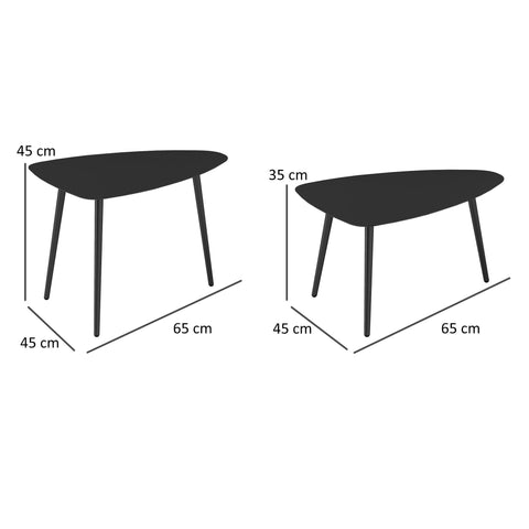 Rootz Coffee Table Set - Balcony Table - Side Table - Weatherproof - Geometric Design - 65cm x 45cm x 45cm