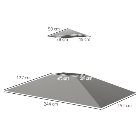 Rootz Replacement Roof for Grill Pavilion - Canopy Cover - UPF50+ Protection - 244cm x 152cm - Revitalize Your Outdoors