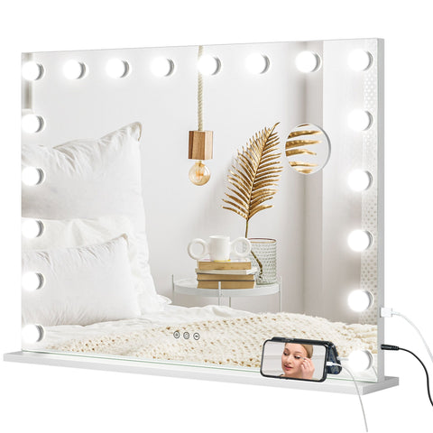 Rootz LED Make-Up Mirror - Vanity Mirror - Illuminated Mirror - USB Charging - 80cm x 62cm