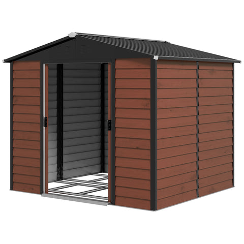 Rootz Metal Tool Shed - Garden Storage - Lockable Toolshed - Weatherproof & Rustproof - 240cm x 206cm x 198cm