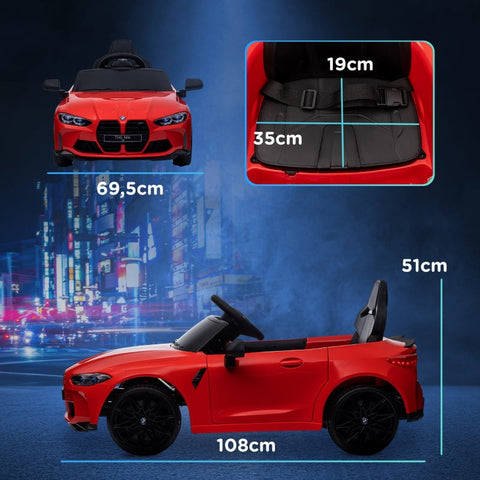Rootz BMW M4 Kids Electric Car - Ride-On Toy - Officially Licensed - Remote Control - Realistic Design - Safety Features - 108L x 69.5W x 51H cm
