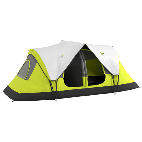 Rootz Camping Tent - 2 Room Shelter - Outdoor Canopy - Rain Protection - Dark Green - 450cm x 215cm x 180cm
