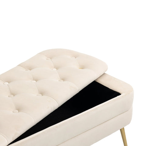 Rootz Pouf Bench - Ottoman - Velvet Storage Bench - Modern Design - 104cm x 40cm x 51cm