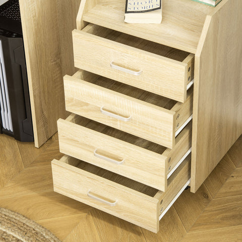 Rootz Office Storage Rolling Container - Mobile File Organizer - 4 Drawer Cabinet - Easy Movement - 40L x 36W x 65H cm