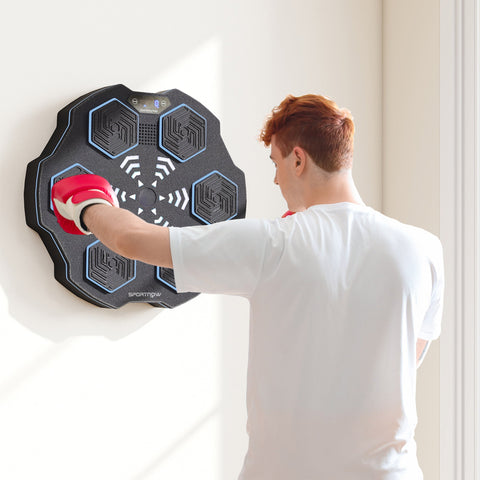 Rootz Music Boxing Machine - Bluetooth Boxing Device - Wall Mounting - 9 Speeds & Modes - LED Lights - Black- 44cm x 44cm x 8cm