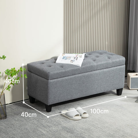 Rootz Upholstered Storage Bench - Entryway Bench - Bed Bench - Ample Storage - 100cm x 40cm x 44cm