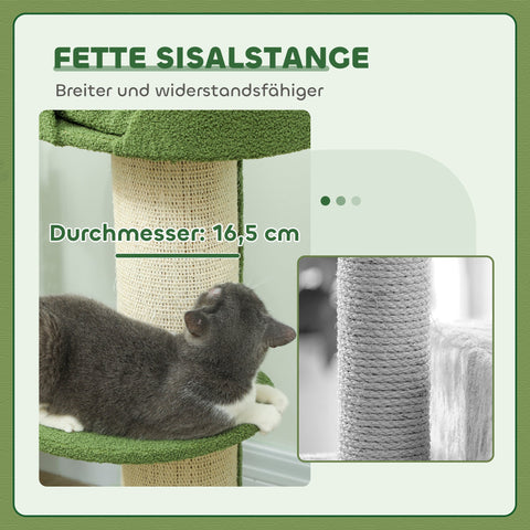 Rootz Cat Tree - Cat Tower - Scratching Post - Lamb Wool Comfort - 91cm x 45cm x 45cm - Green