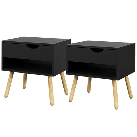 Rootz 2 Piece Set Bedside Tables - Nightstands - Side Tables - Scandinavian Design - 50cm x 39cm x 51cm