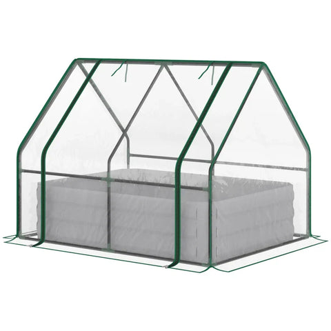 Rootz Raised Garden Bed with Greenhouse - Steel Planter Box with Plastic Cover - Roll Up Window - Dual Use for Flowers - Vegetables - Fruits and Herbs - Gray - 127L x 95W x 92H cm