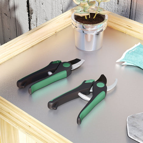 Rootz 2 Piece Garden Tool Set - Pruning Shears - Garden Scissors - Durable Metal - 21cm L x 6cm B x 2cm H