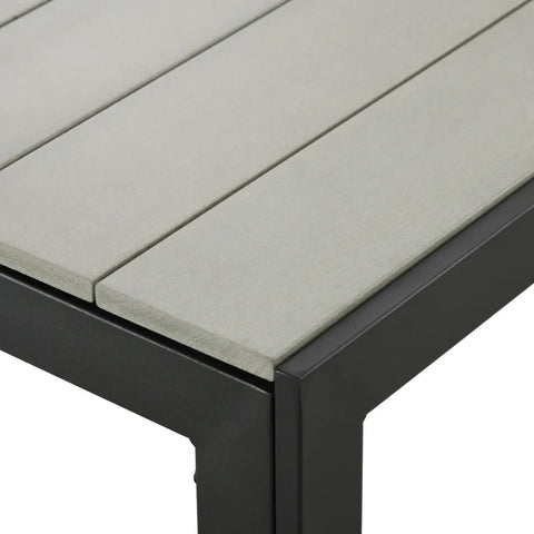 Rootz Garden Furniture Sets - 3 Piece - Patio Furniture Set - 2 Benches - 1 Table - Metal Frame - Wood Look - Steel - Gray - 150L x 90W x 75H cm