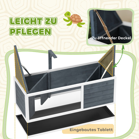 Rootz Turtle House - Reptile Enclosure - Terrarium - Easy Access - 120cm x 50cm x 40cm